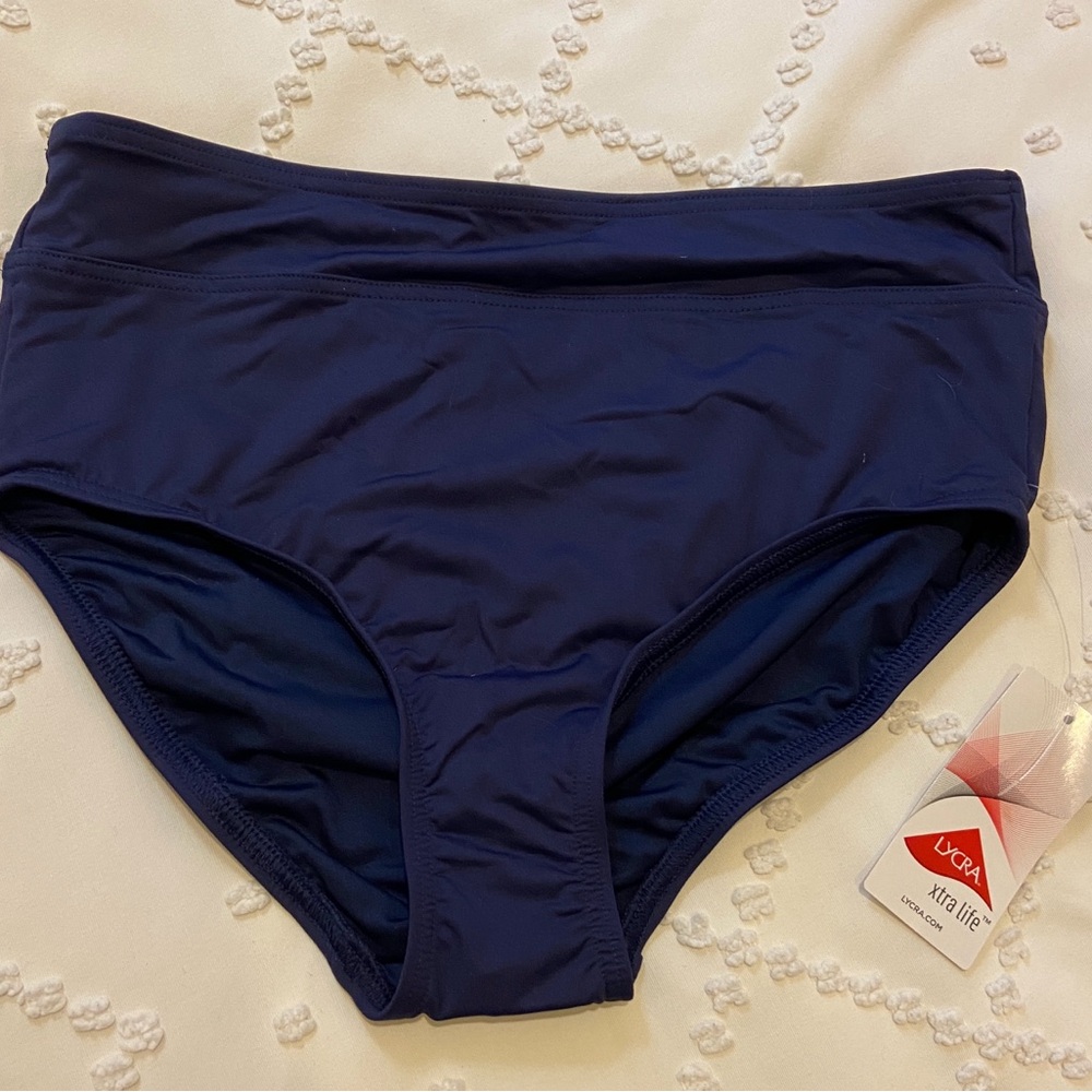 Lands' End Dark Navy High-Waist Bikini Bottom